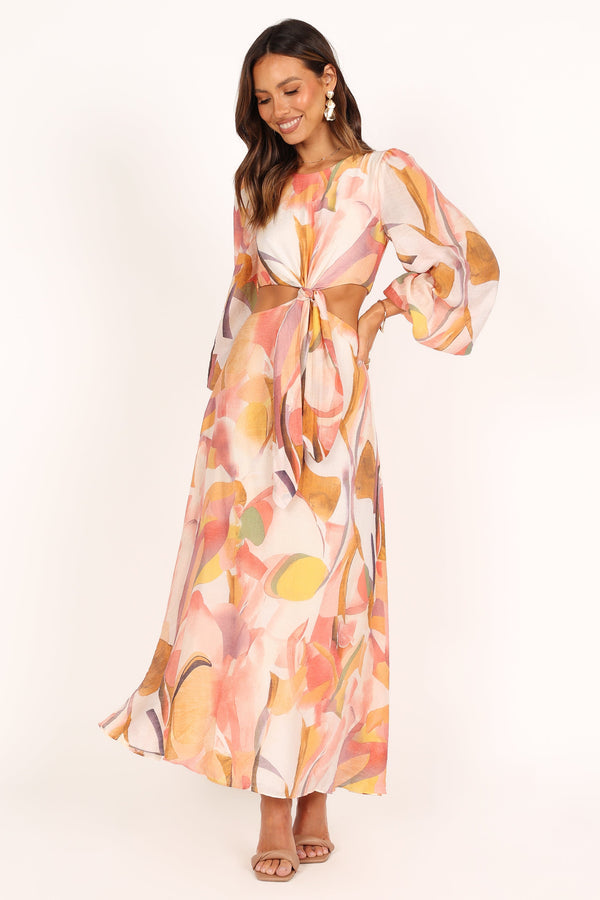 maxi dress with sleeves australia Floral Rayon Maxi Dress: Long Sleeve Boho Frill Evening Dress