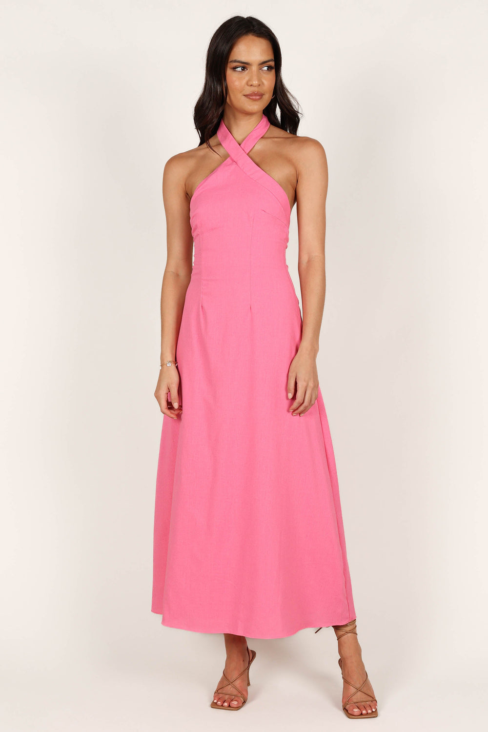 DRESSES @Lilly Halterneck Midi Dress - Pink