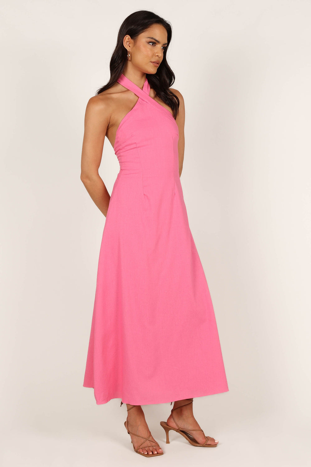 DRESSES @Lilly Halterneck Midi Dress - Pink