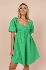 DRESSES @Lionel Puff Sleeve Midi Dress - Green