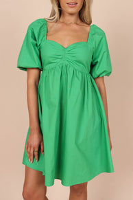 DRESSES @Lionel Puff Sleeve Midi Dress - Green
