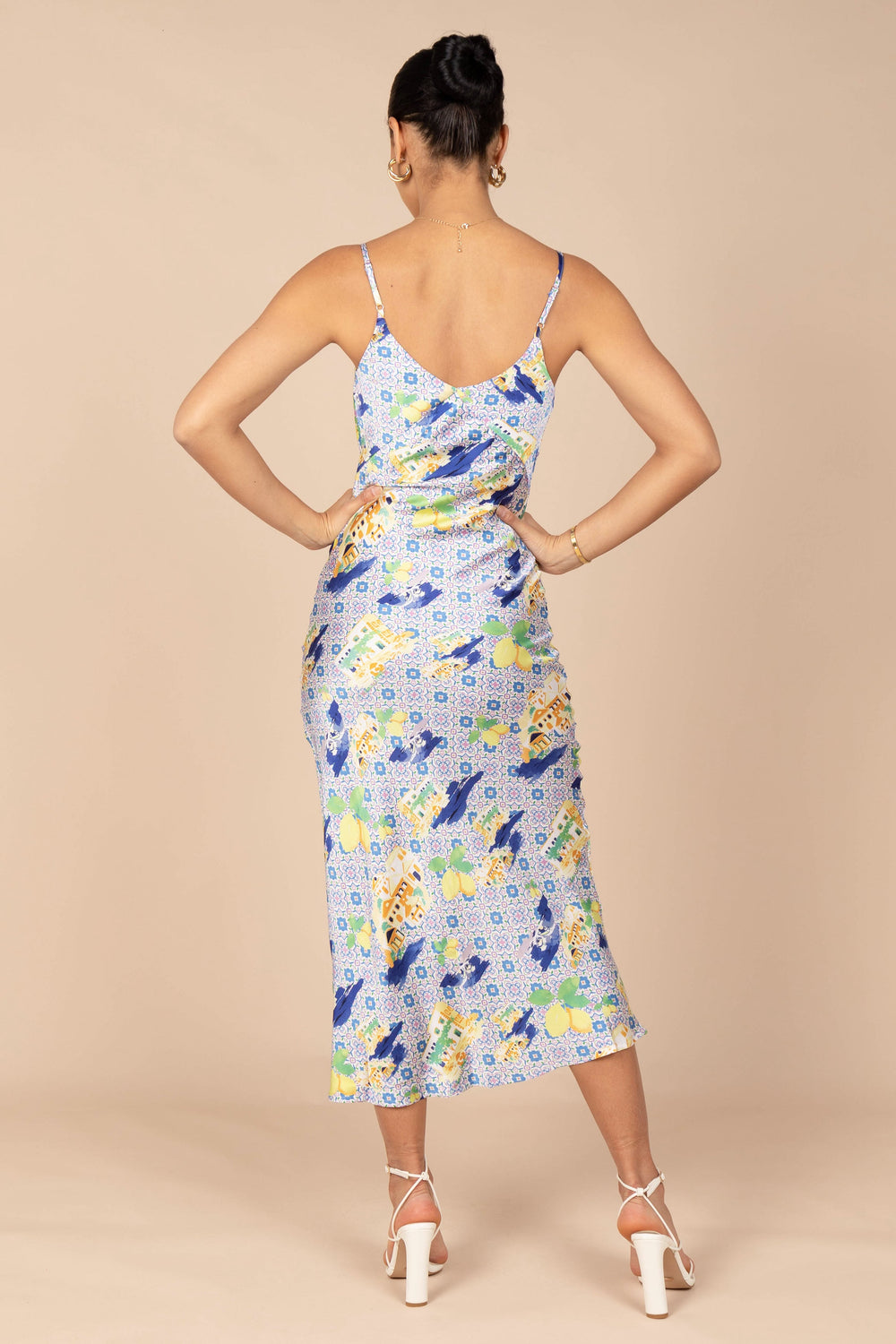 DRESSES @Lipari Slip Midi Dress - Blue Print