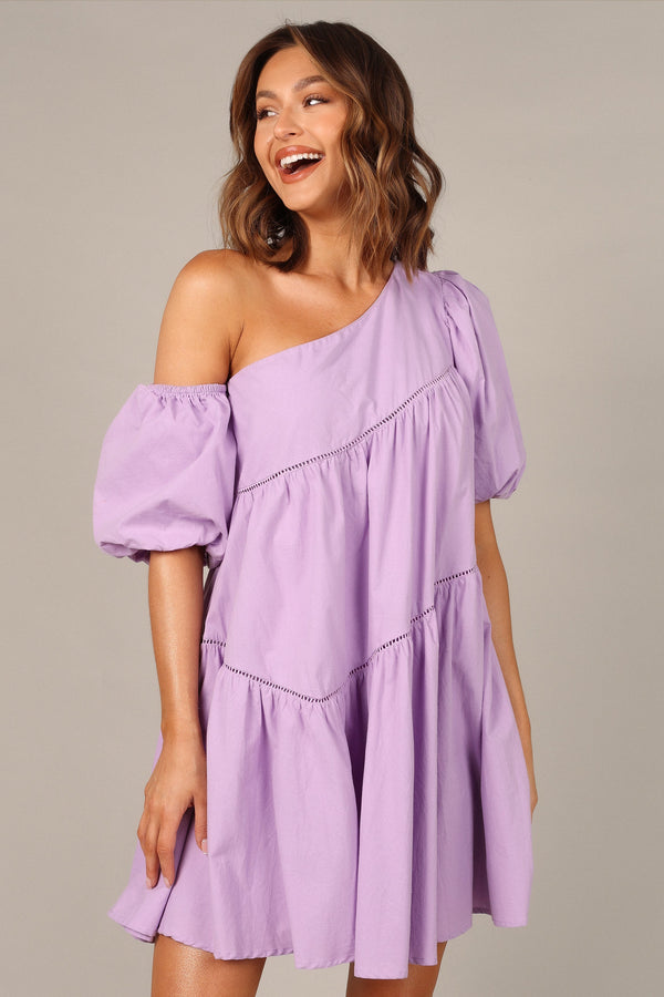 DRESSES @Lottie Off Shoulder Mini Dress - Lilac