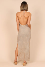 DRESSES @Lova Halter Neck Maxi Dress-Beige (waiting on bulk)