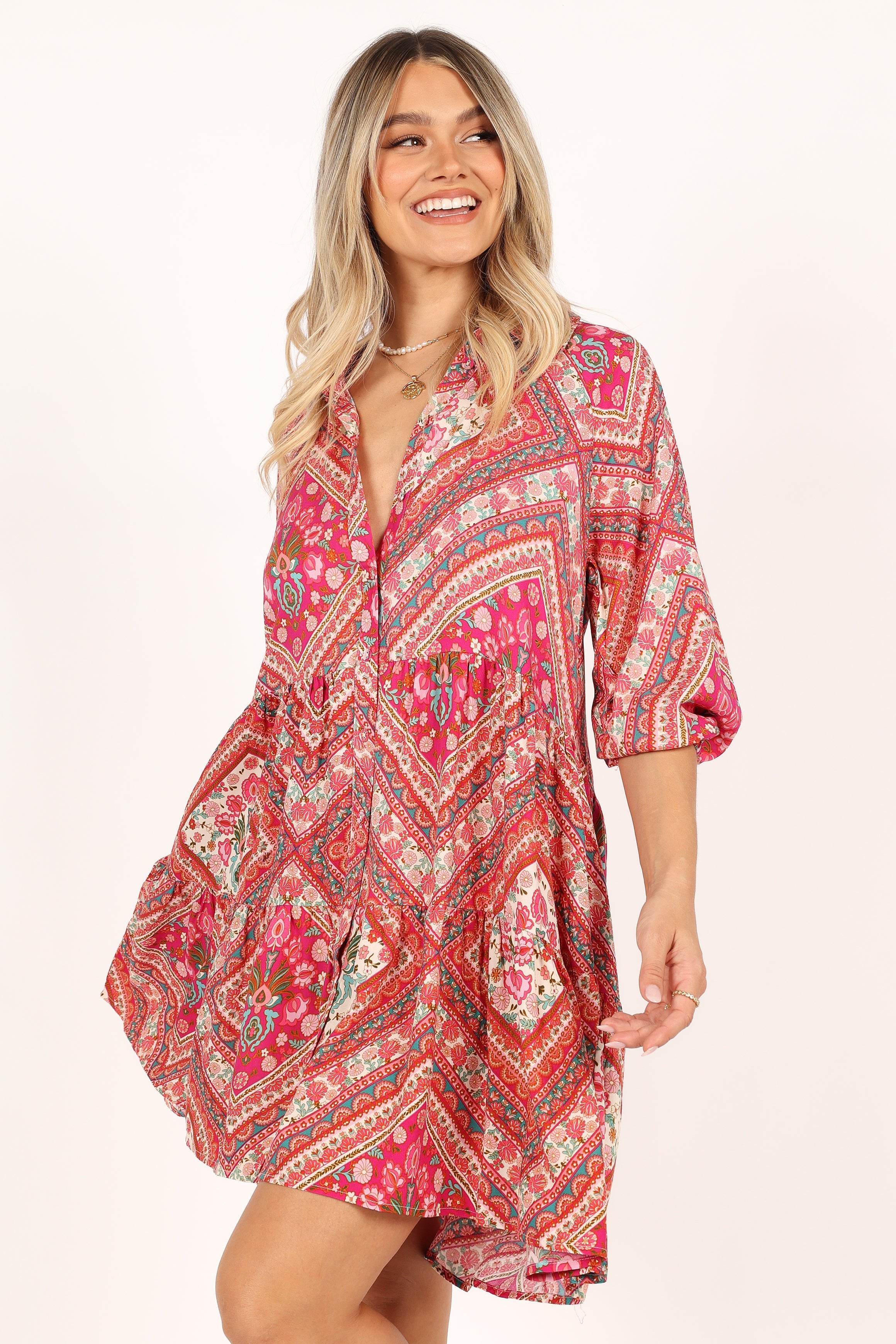 DRESSES @Lulu Longsleeve Mini Dress - Pink