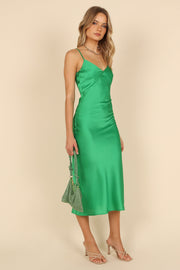 DRESSES @Luna Midi Slip Dress - Green