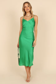DRESSES @Luna Midi Slip Dress - Green