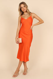 DRESSES @Luna Midi Slip Dress - Orange