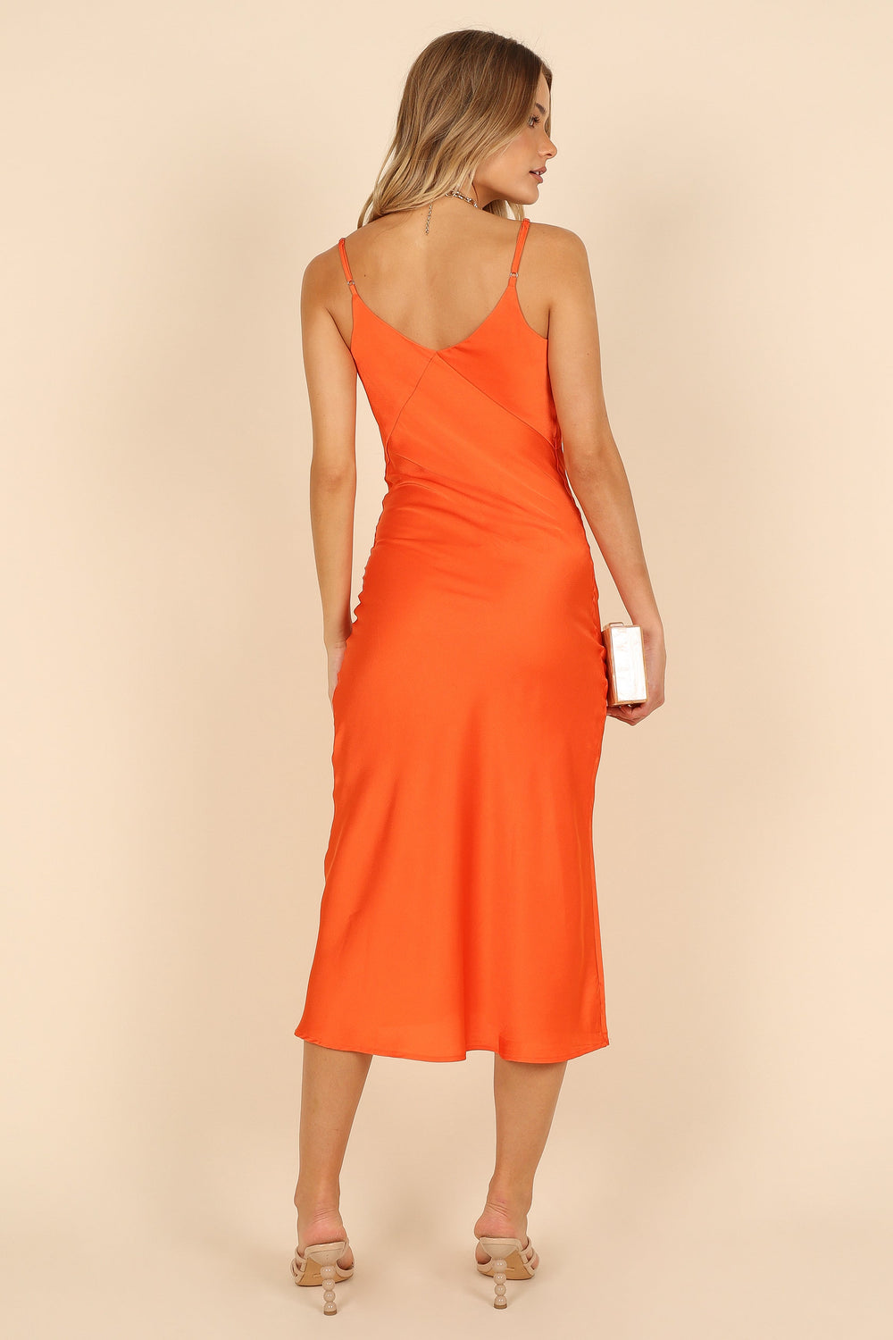DRESSES @Luna Midi Slip Dress - Orange