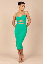 DRESSES @Maple Shirred Cut Out Midi Dress - Green (waiting on bulk)