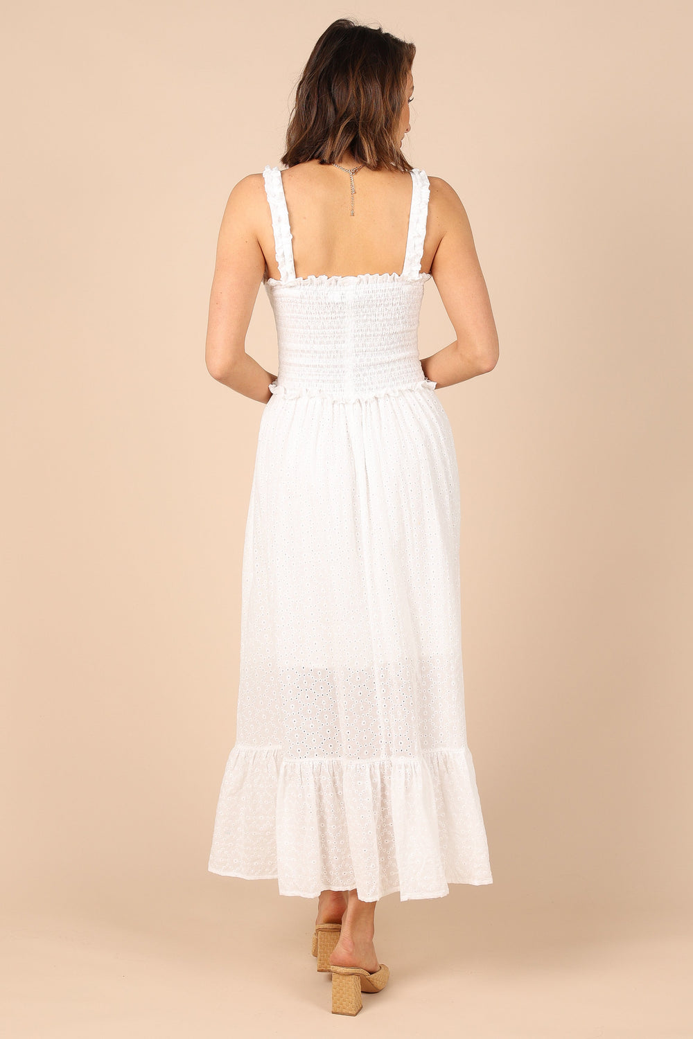 DRESSES @Mayve Shirred Maxi Dress - White