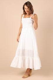 DRESSES @Mayve Shirred Maxi Dress - White
