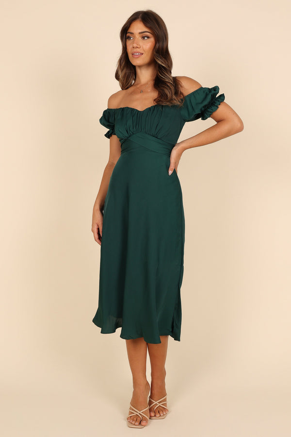 DRESSES Mickenna Sweetheart Frill Midi Dress - Emerald