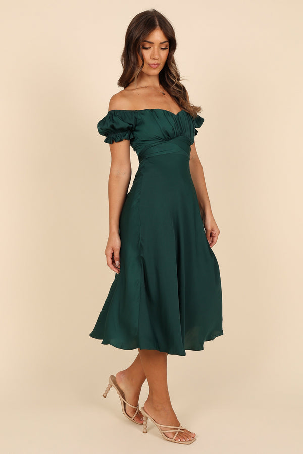 DRESSES Mickenna Sweetheart Frill Midi Dress - Emerald