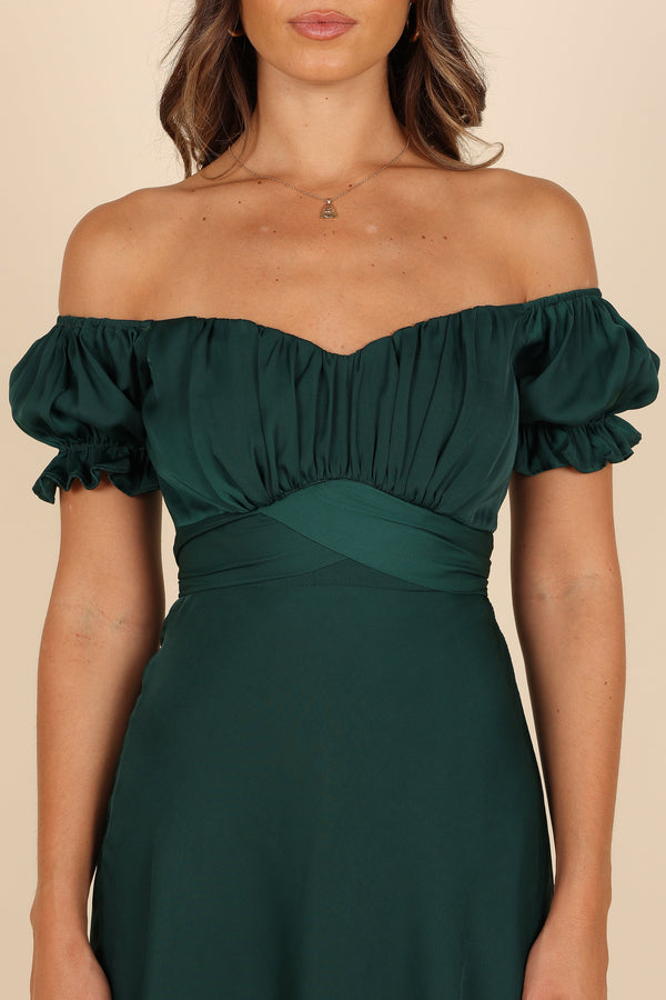 DRESSES Mickenna Sweetheart Frill Midi Dress - Emerald