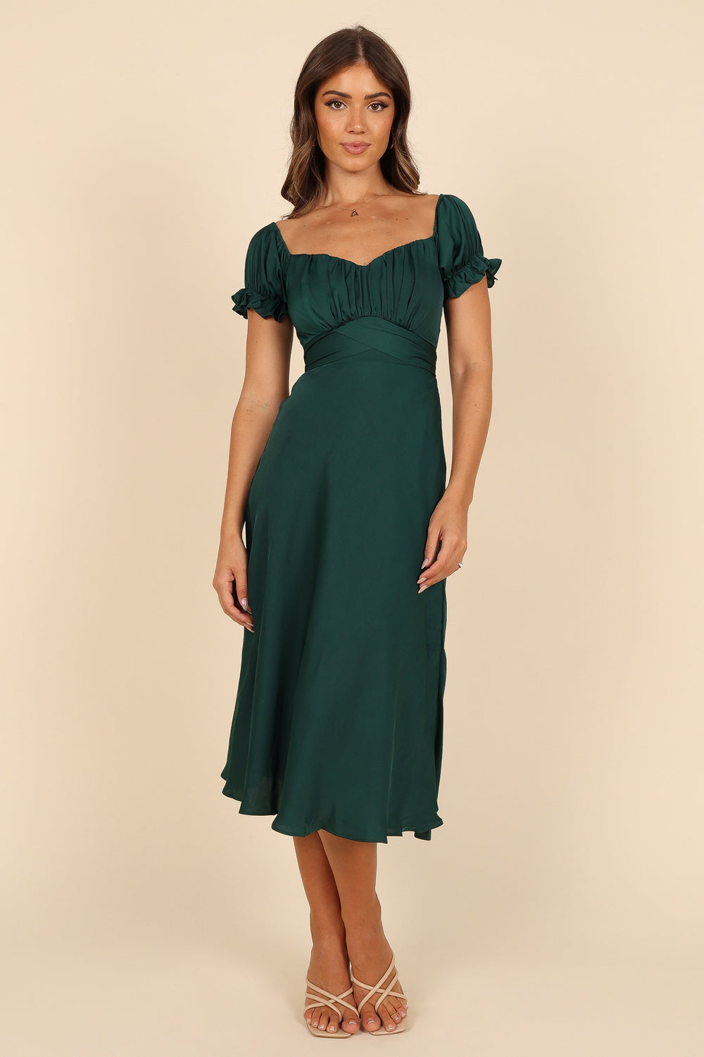 DRESSES Mickenna Sweetheart Frill Midi Dress - Emerald
