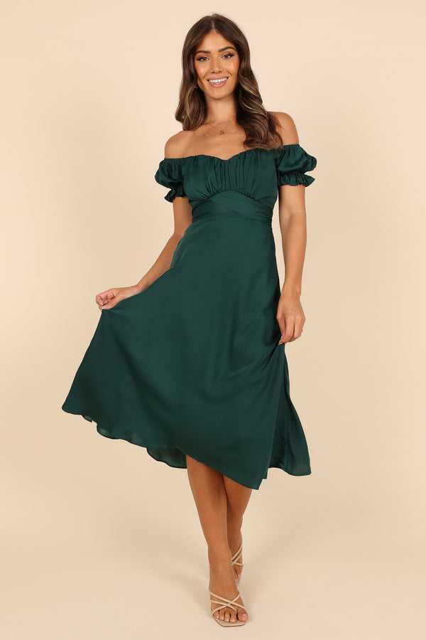 DRESSES Mickenna Sweetheart Frill Midi Dress - Emerald