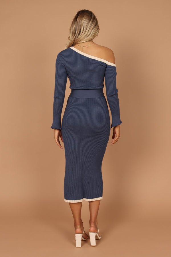 DRESSES @Milan Off Shoulder Midi Dress - Midnight Blue