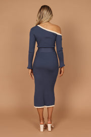 DRESSES @Milan Off Shoulder Midi Dress - Midnight Blue