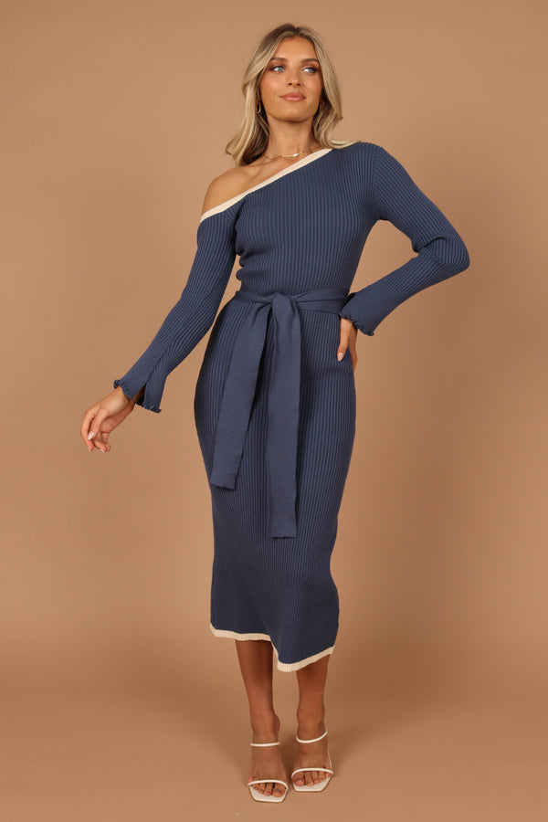 DRESSES @Milan Off Shoulder Midi Dress - Midnight Blue