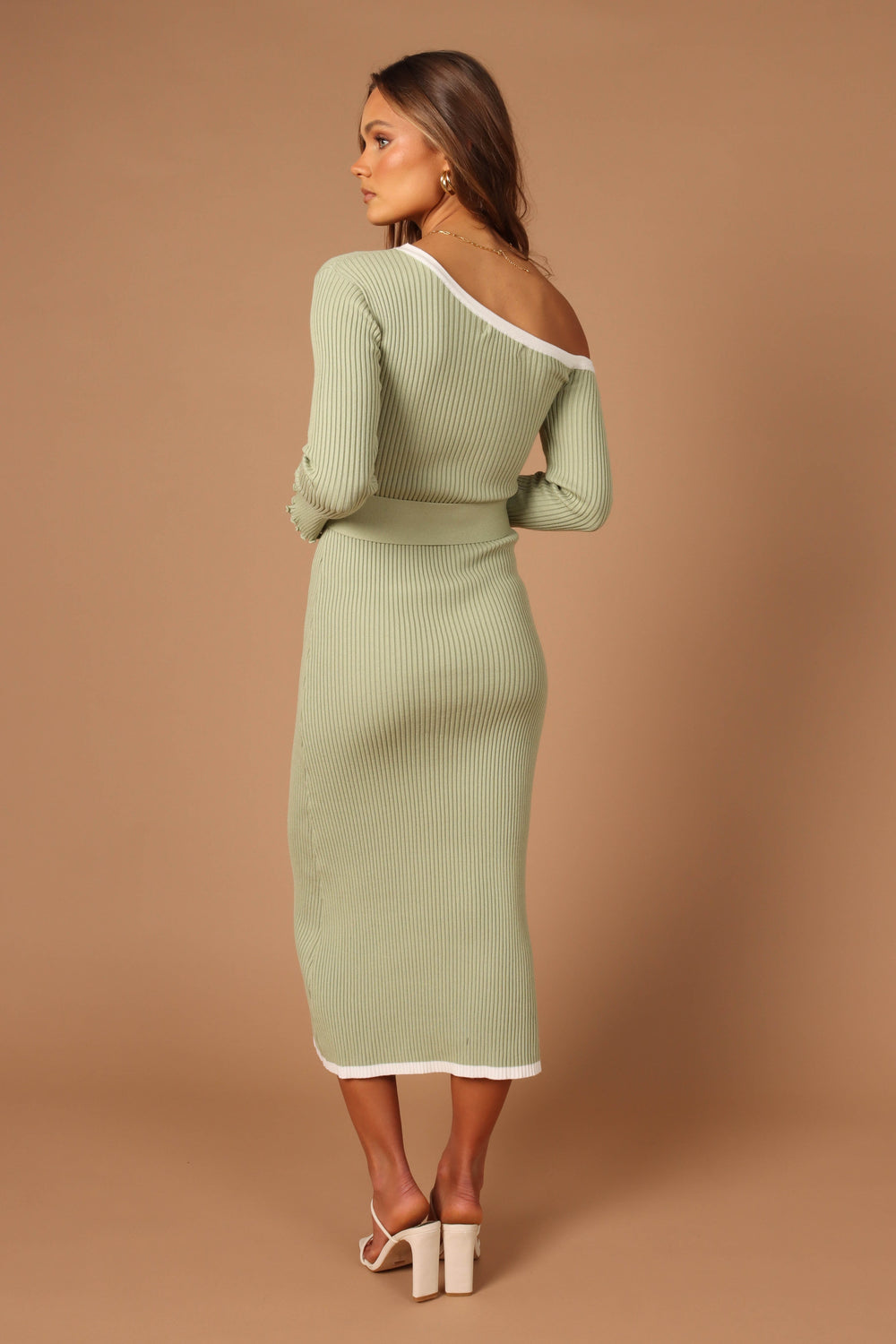 DRESSES @Milan Off Shoulder Midi Dress - Sage