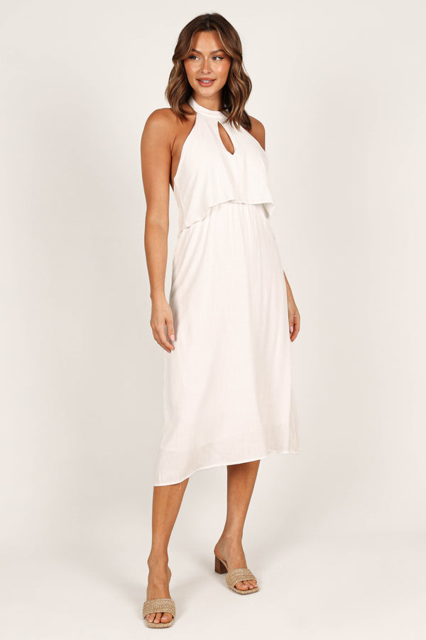 DRESSES @Millie Halterneck Dress - White