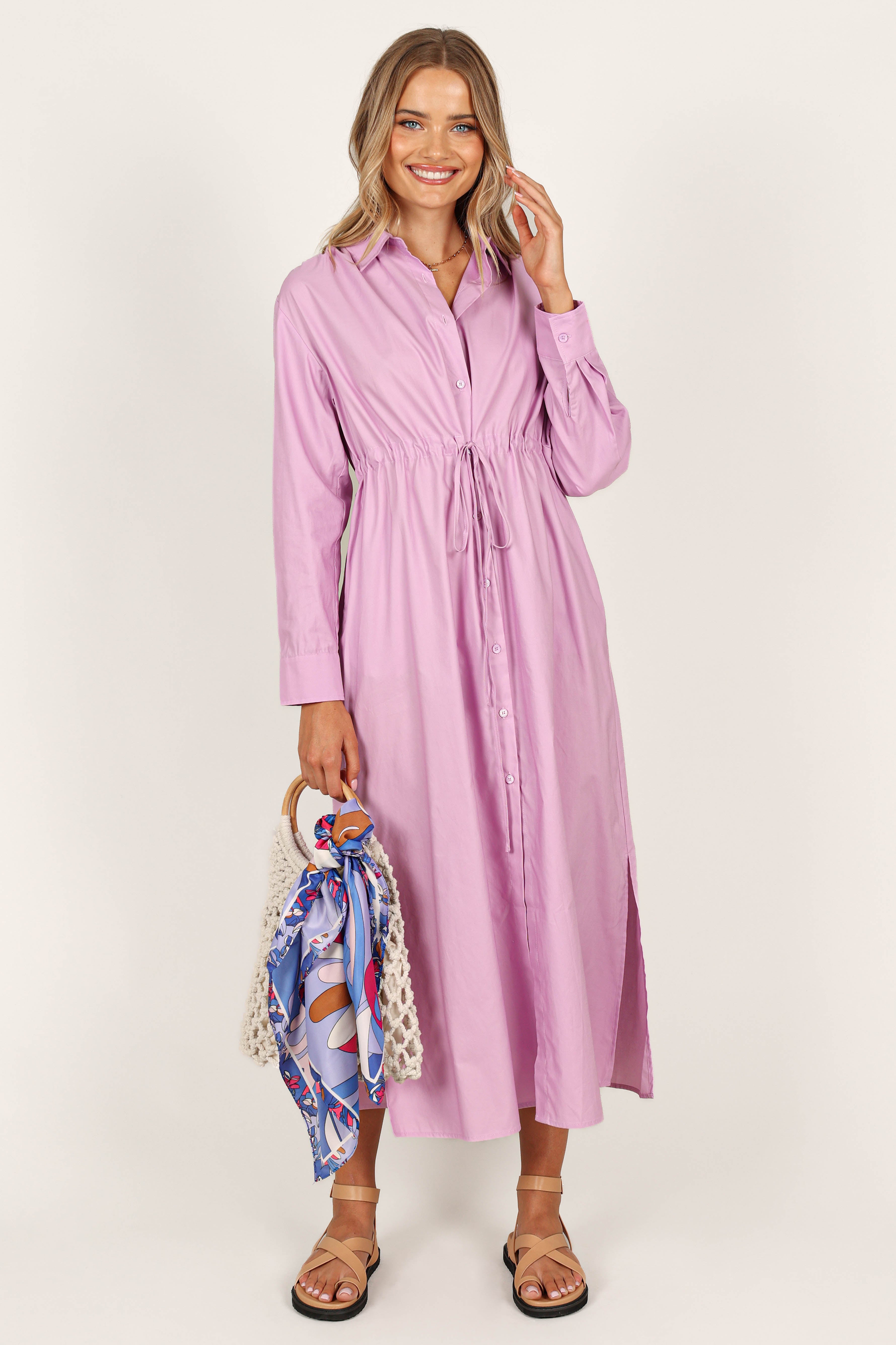 DRESSES @Milly Long Sleeve Maxi Dress - Lilac
