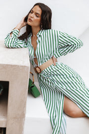 DRESSES Mira Oversized Shirt Dress - Green Stripe
