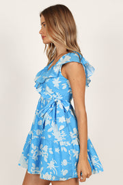 DRESSES Mira Ruffle Mini Dress - Blue Floral