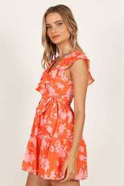 DRESSES Mira Ruffle Mini Dress - Orange Floral