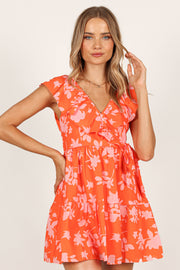 DRESSES Mira Ruffle Mini Dress - Orange Floral