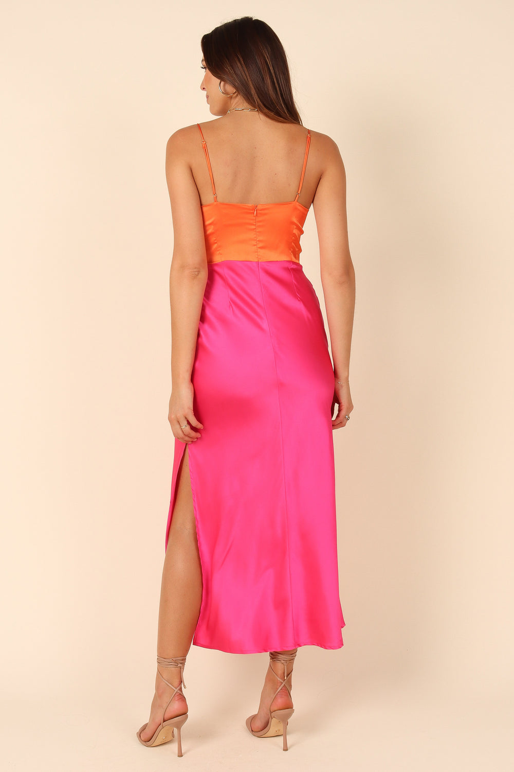 Nico Slip Dress Orange/Fuchsia Petal & Pup