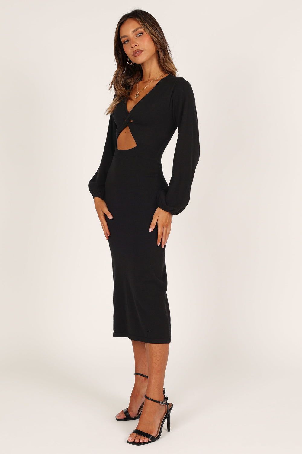 DRESSES Parla Cut Out Long Sleeve Midi Dress - Black
