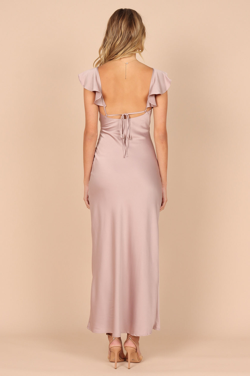 DRESSES @Peony Frill Cap Sleeve Maxi Dress - Lilac