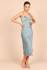 DRESSES @Poppy Cut Out Midi Dress - Blue