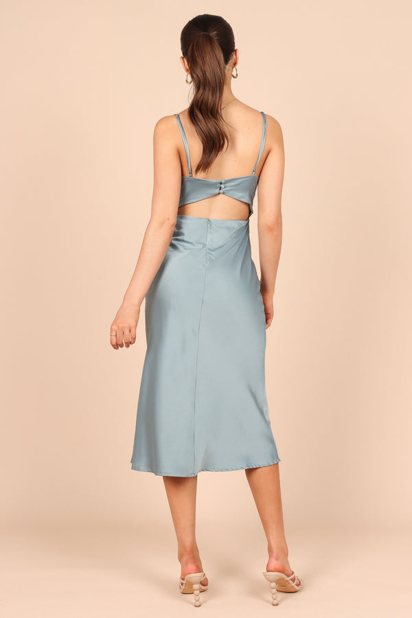 DRESSES @Poppy Cut Out Midi Dress - Blue