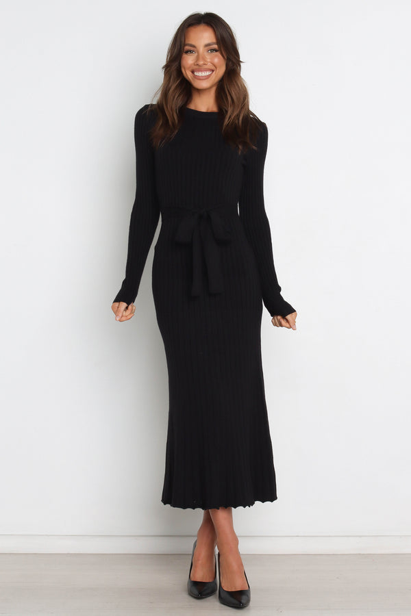 Farrow Long Sleeve Midi Dress - Black