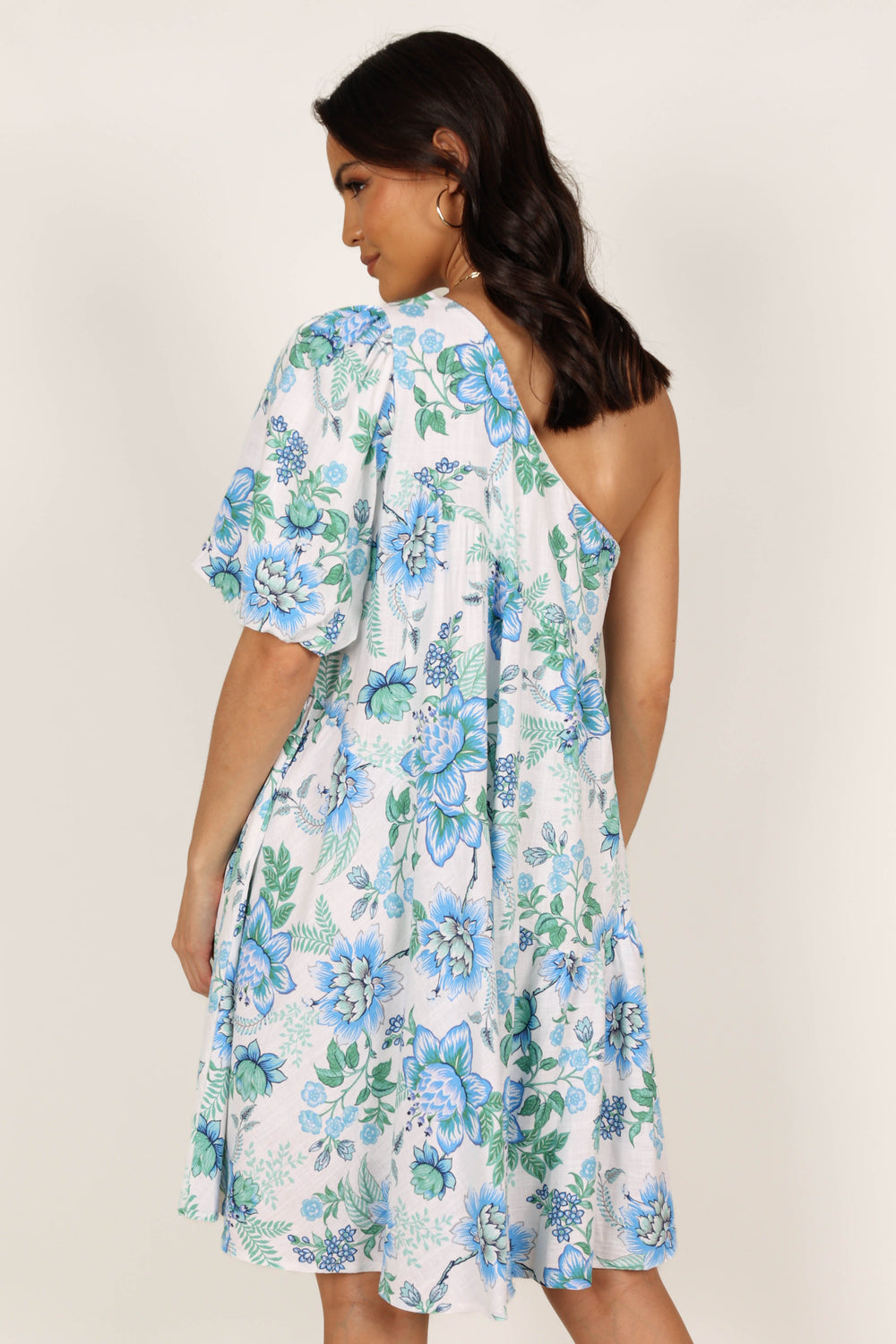DRESSES Rosalind One Shoulder Mini Dress - Blue Floral