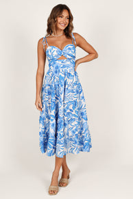 DRESSES @Rose Midi Dress - Blue/White