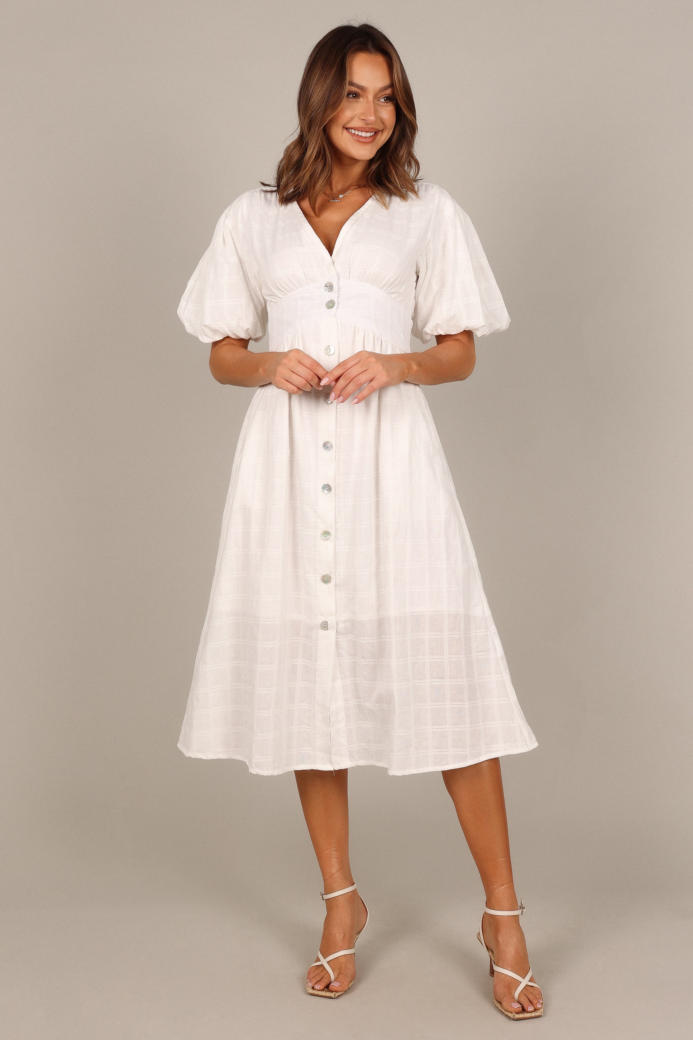 DRESSES @Shelley Midi Dress - White