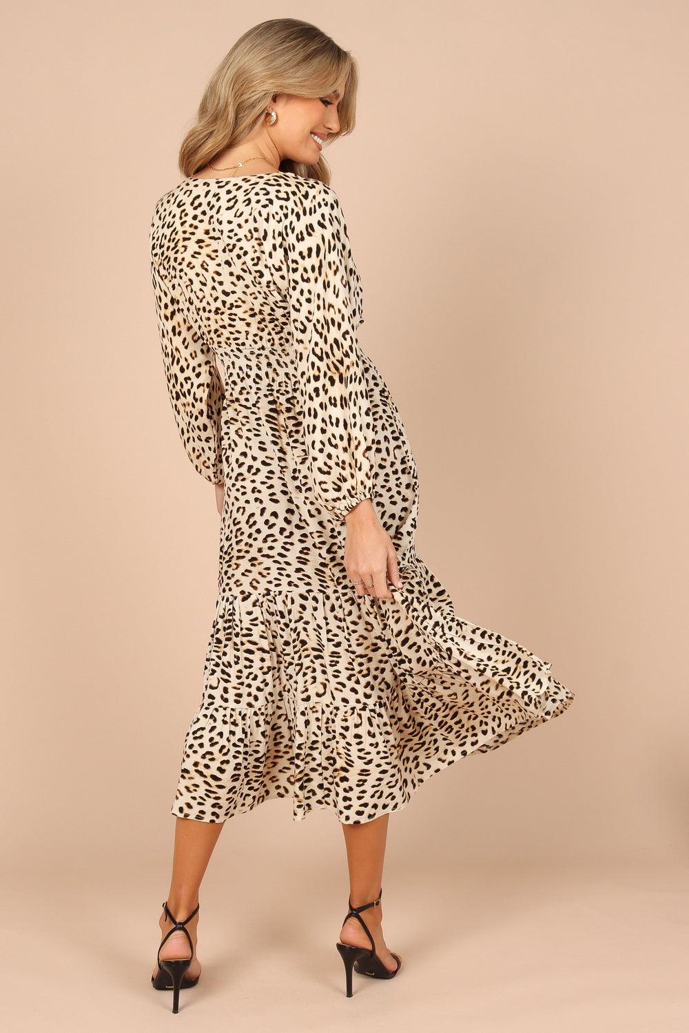 Animal print long sleeve maxi dress Clearance