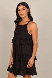DRESSES @Sherry Tiered Mini Dress - Black