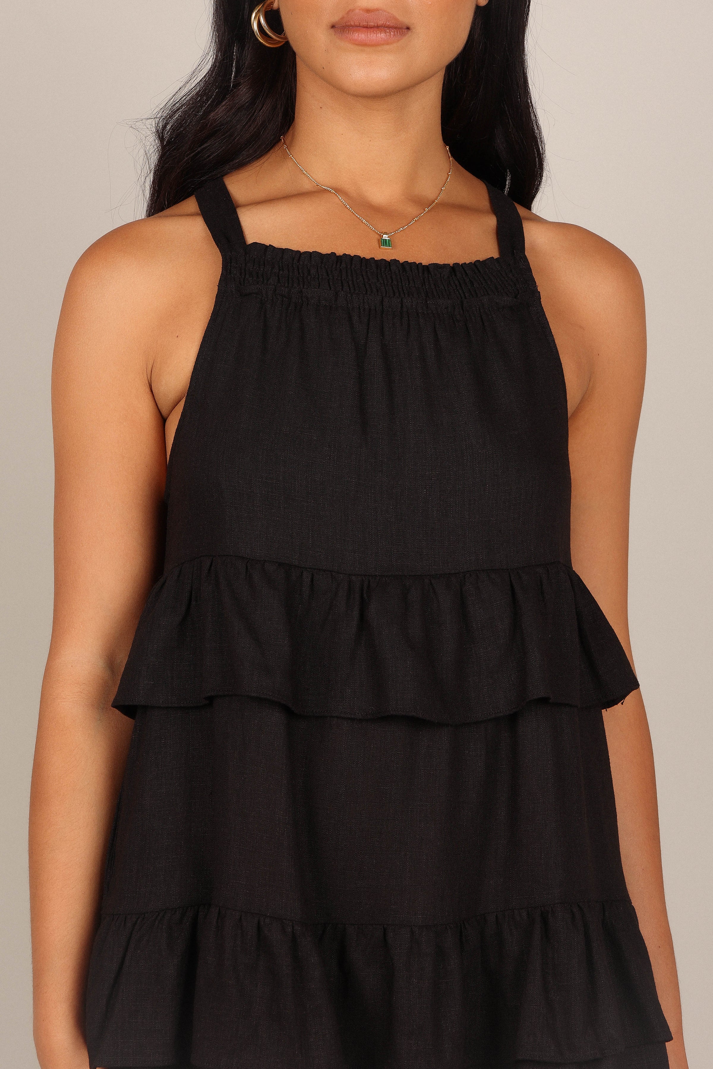 DRESSES @Sherry Tiered Mini Dress - Black
