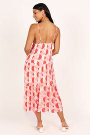 DRESSES @Susannah Midi Dress - Pink Print