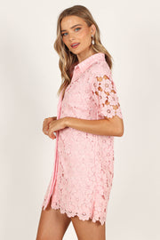 DRESSES @Tallie Button Up Mini Dress - Pink