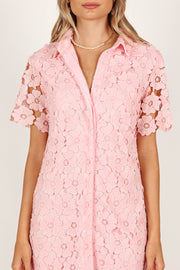 DRESSES @Tallie Button Up Mini Dress - Pink