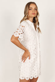 DRESSES @Tallie Button Up Mini Dress - White