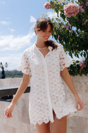 Floral Embroidery Puff Sleeve Dress – CB Shop USA