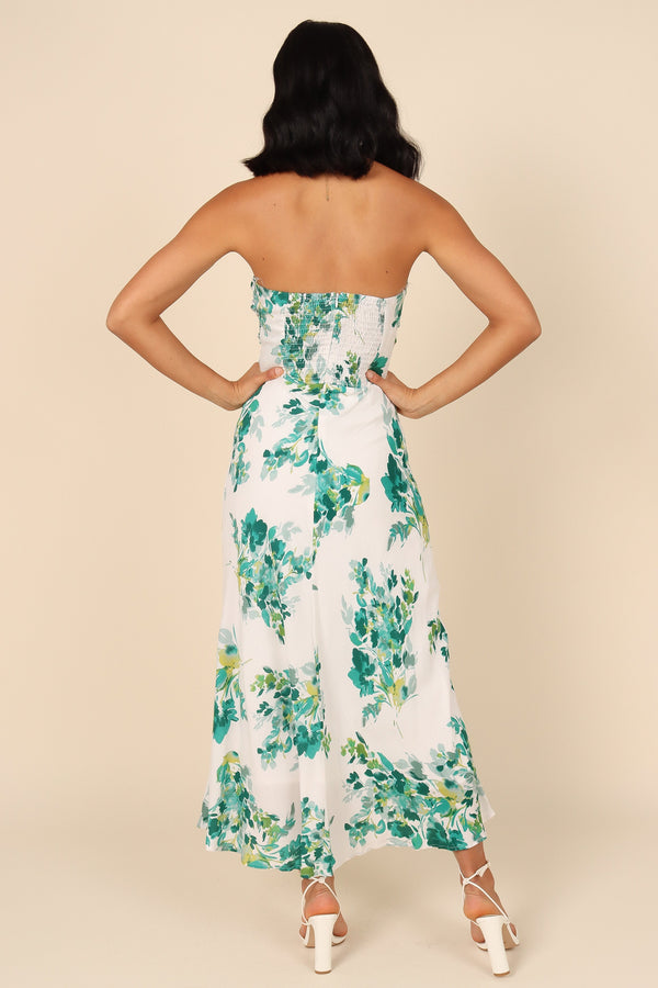 DRESSES Teagan Strapless Midi Dress - Green Floral