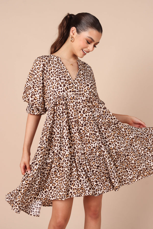 DRESSES @Trishna Mini Dress - Animal Print